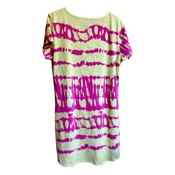 LISA TODD THE SHAKE UP Luxury Cotton Dress Split Neck Bright Colors Size Medium - Picture 4 of 10